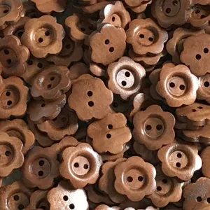 20mm Dark Brown Buttons, Flower Design