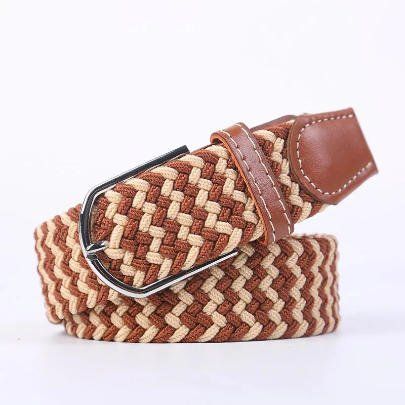 2.5cmx100cm Universal Needle Buckle Belt for Men and Women Canvas Elastic Jeans Belts Young Student Woven Canvas Thin Waistband