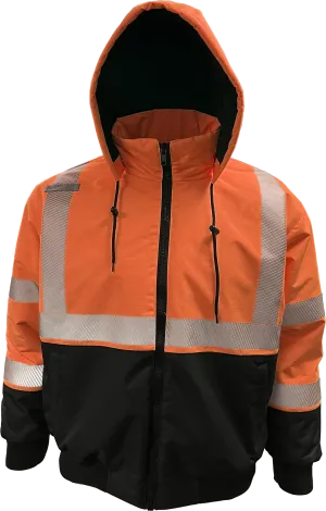 430-PS-OB Hi-Vis ProDuck™ Safety Bomber Jacket with Breakaway Snap Off Hood