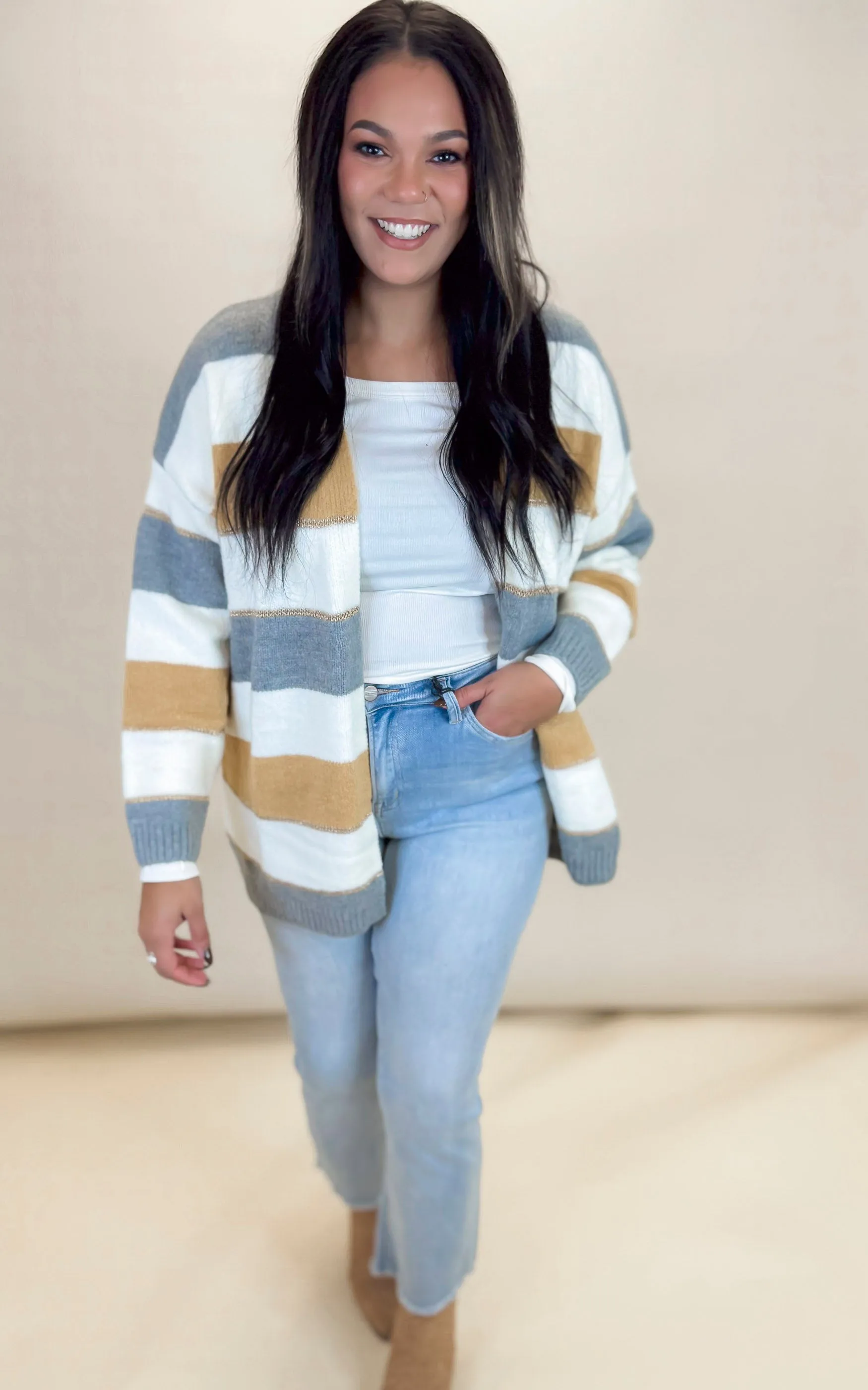 A Touch of Gold Striped Cardigan