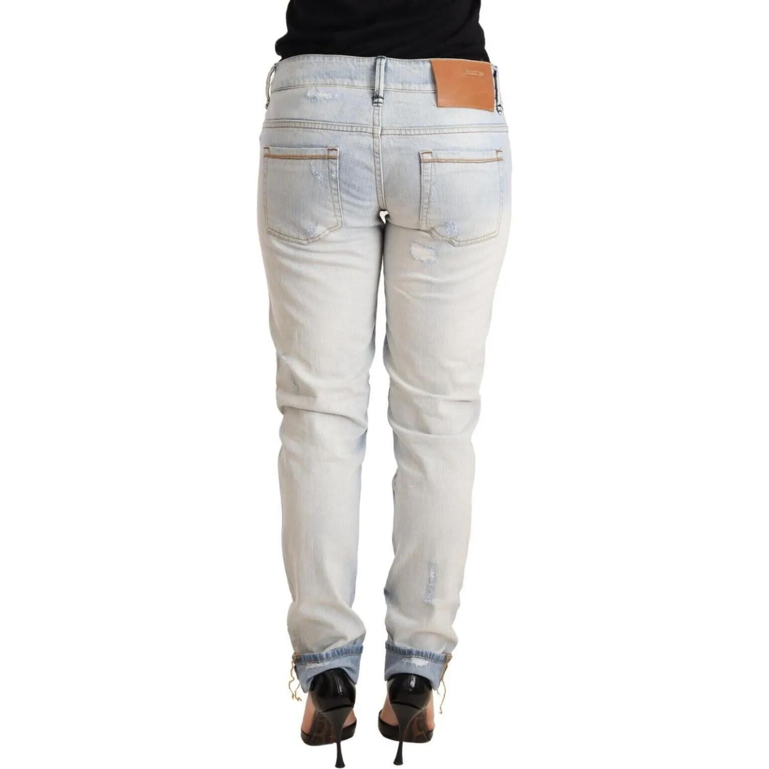 Acht Chic Light-Blue Folded Hem Denim Jeans