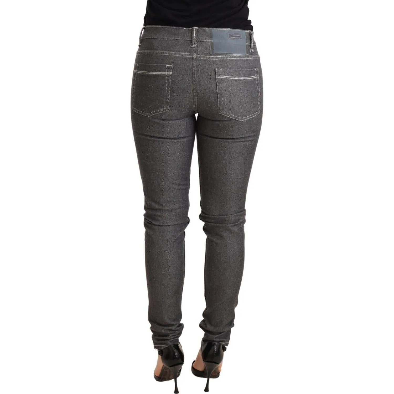 Acht Elegant Gray Mid Waist Skinny Jeans