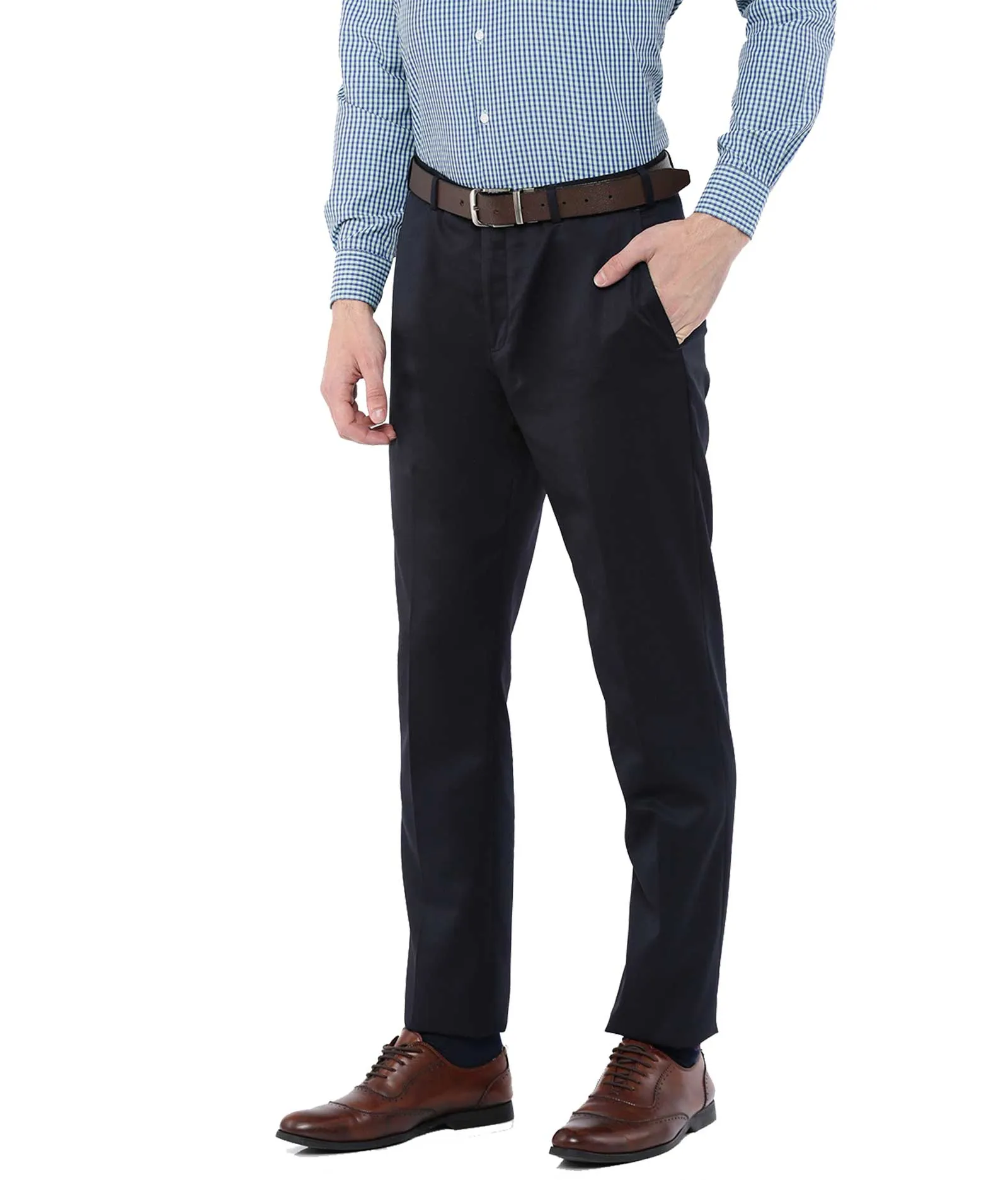 American-Elm Men's Slim Fit Navy Blue Formal Pant for Men | Formal Trouser for Men Slim Fit