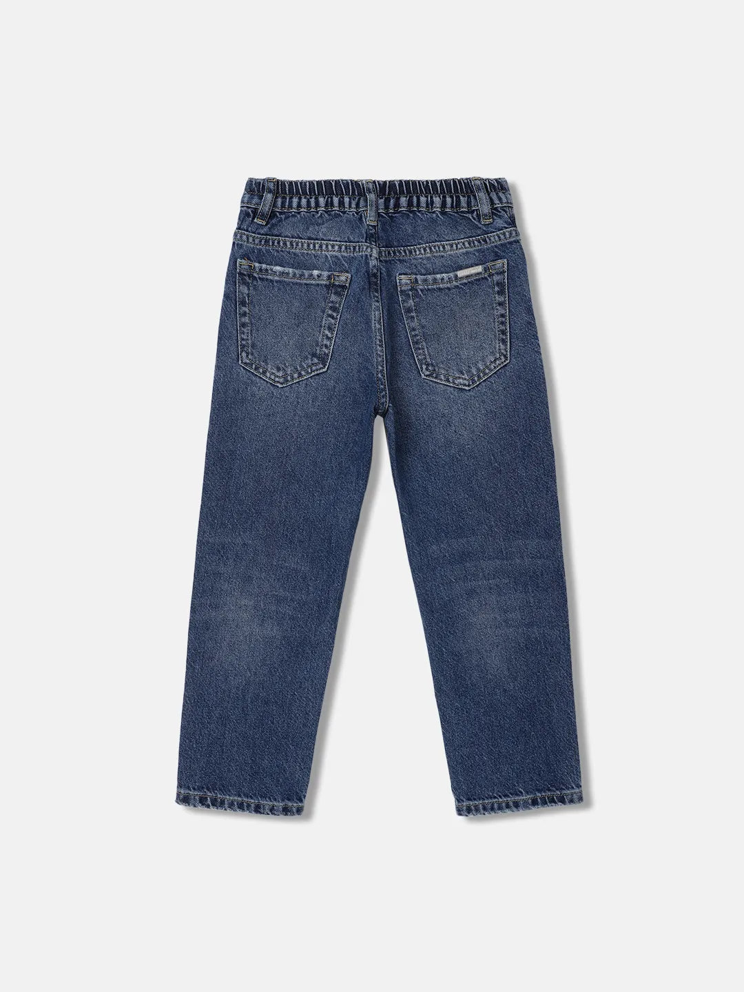 Antony Morato Boys Blue Solid Relaxed Fit Mid-Rise Jeans