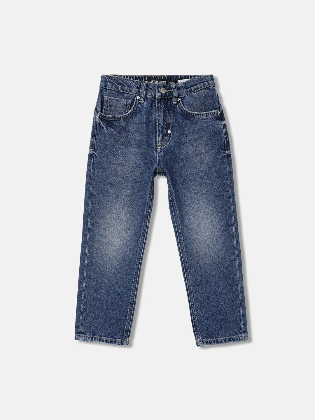 Antony Morato Boys Blue Solid Relaxed Fit Mid-Rise Jeans