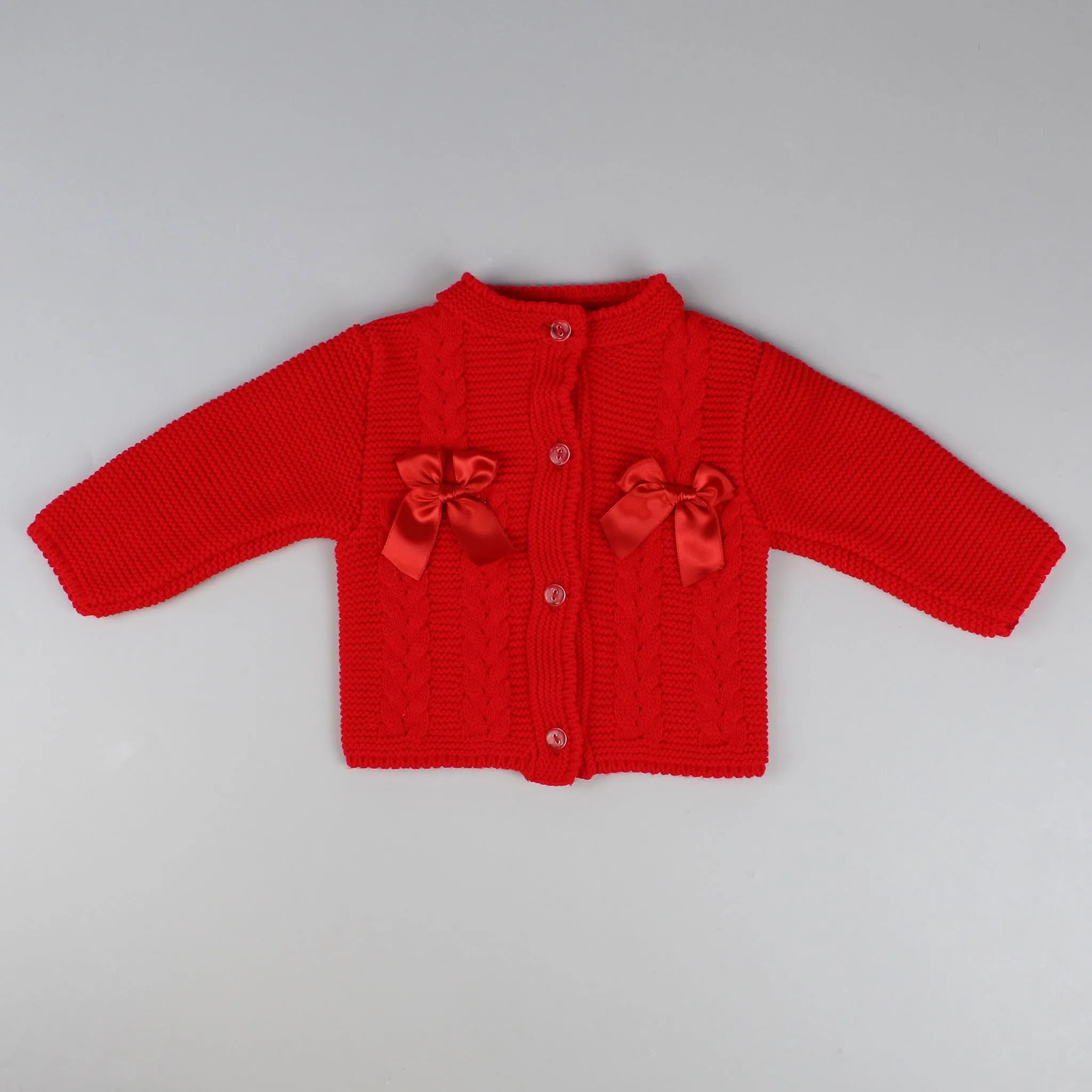 Baby Girls Cable Knit Cardigan - Red