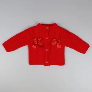 Baby Girls Cable Knit Cardigan - Red