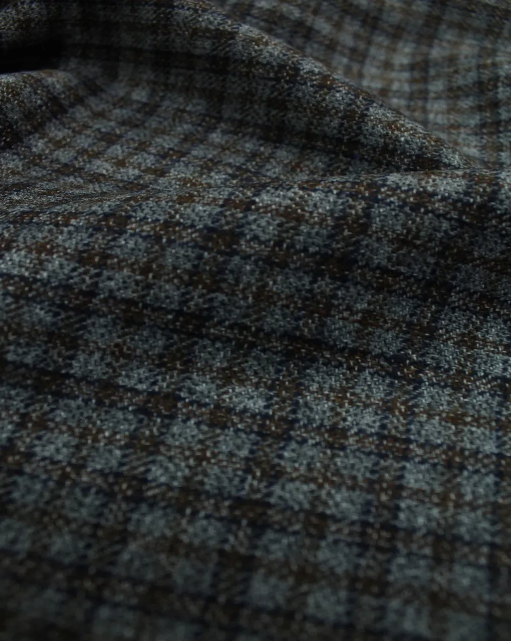 Black And Silver Checks Woolen Tweed Fabric