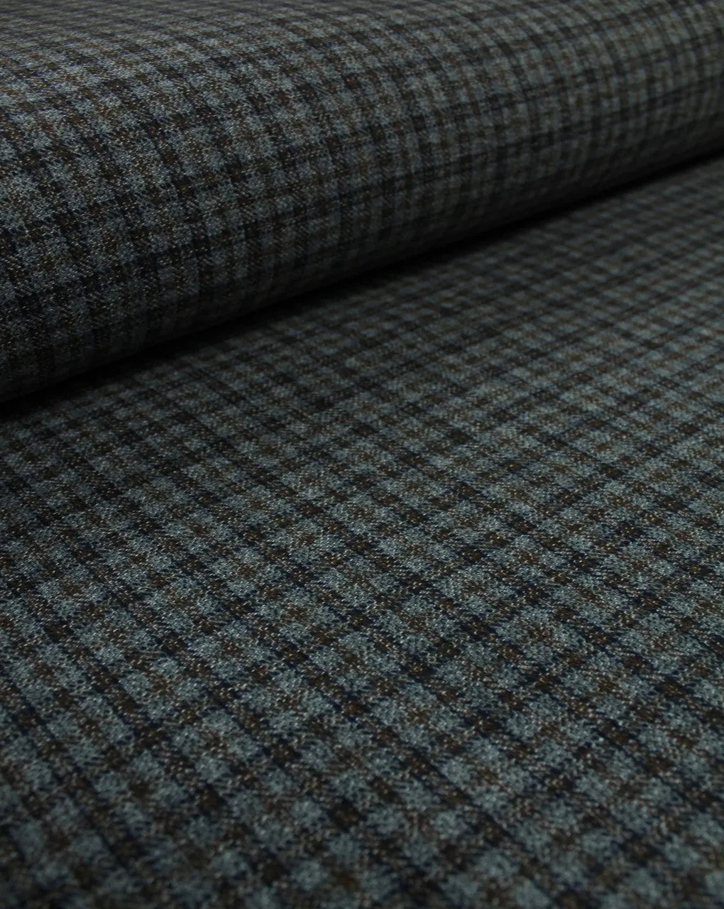 Black And Silver Checks Woolen Tweed Fabric