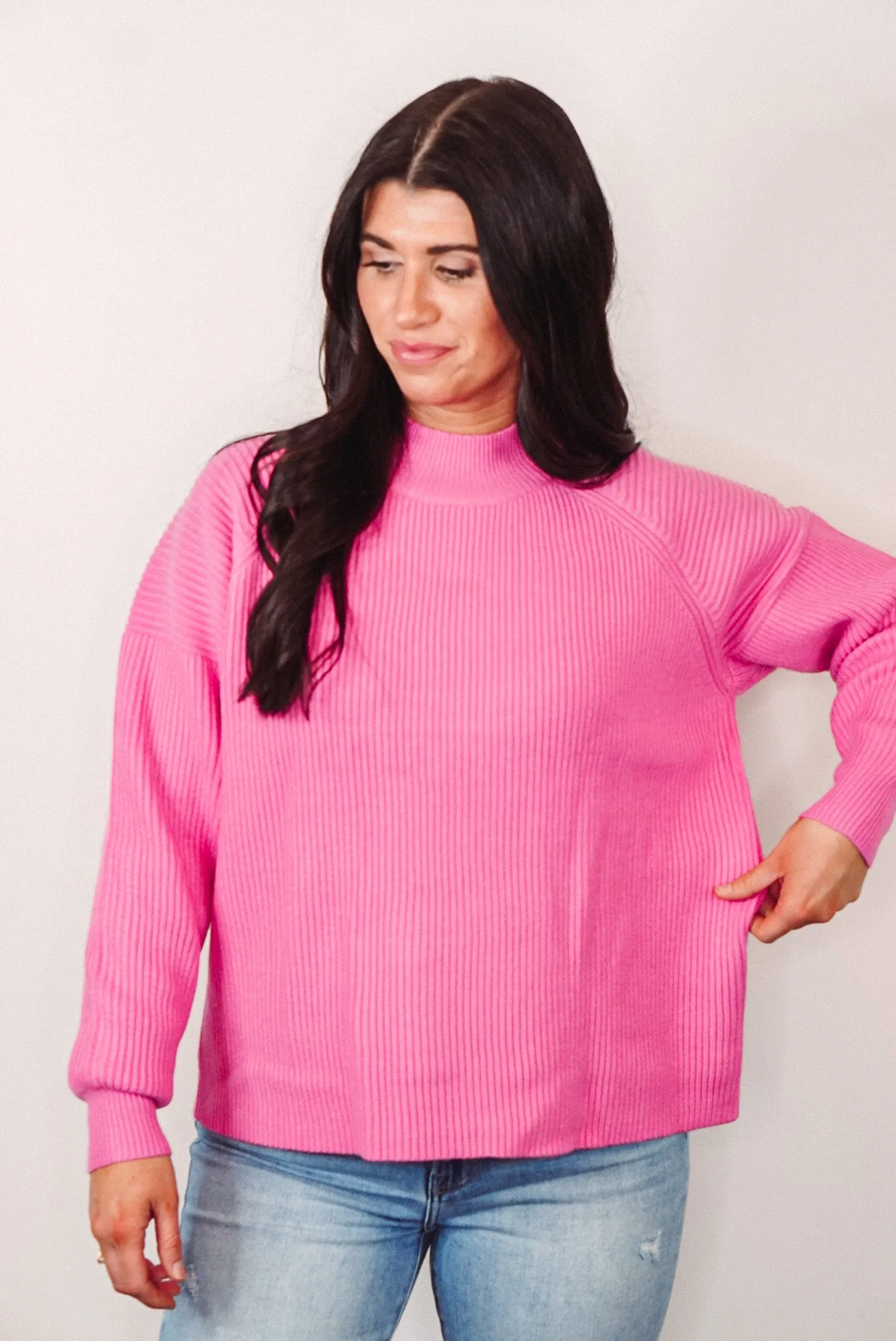 Blissfully Cozy Pink Ribbed Sweater