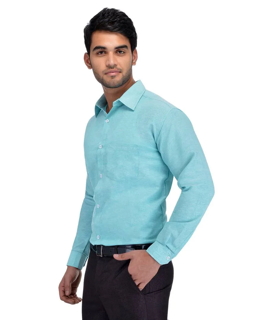 Blue Cotton Regular Fit Formal Shirt