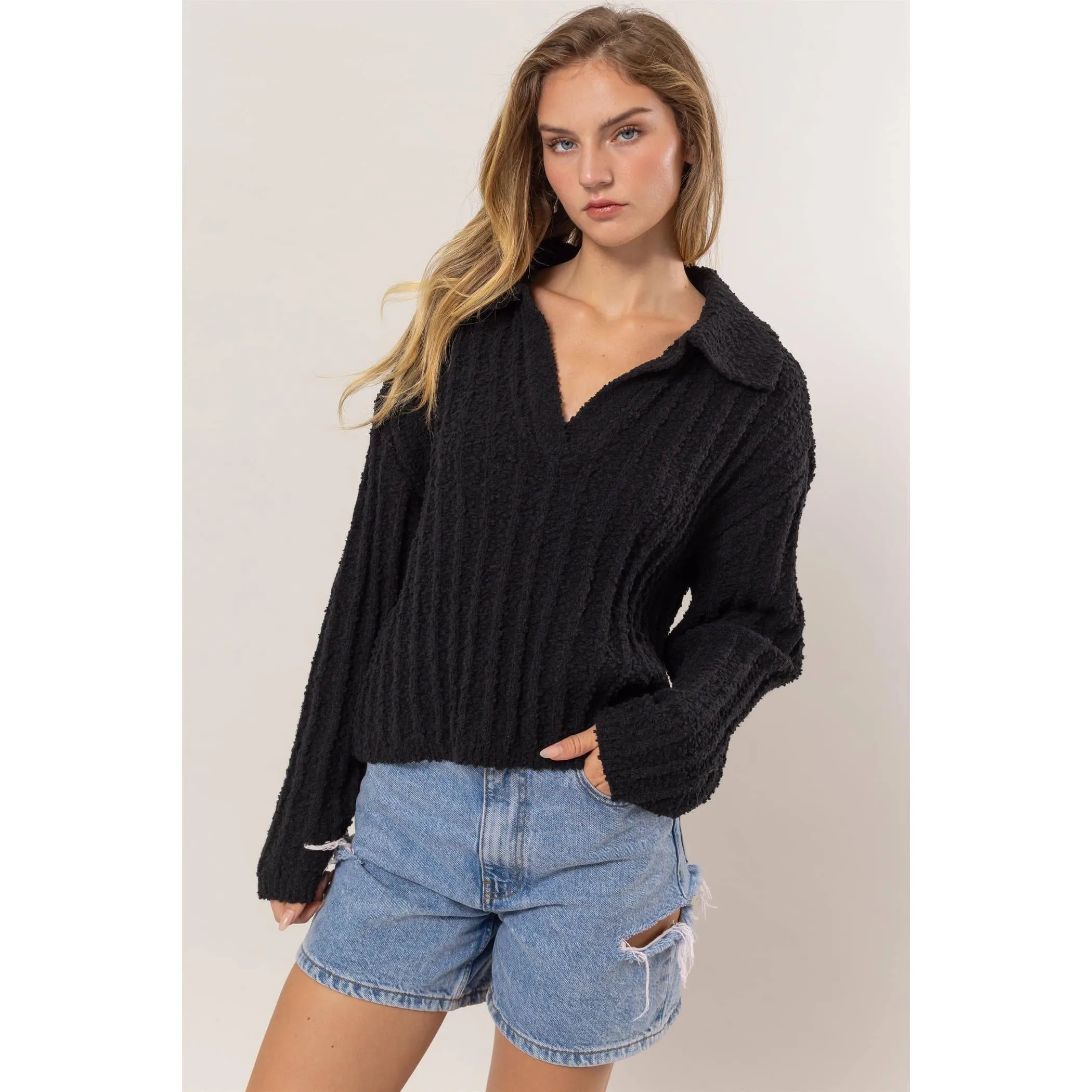 Boucle Collared Sweater