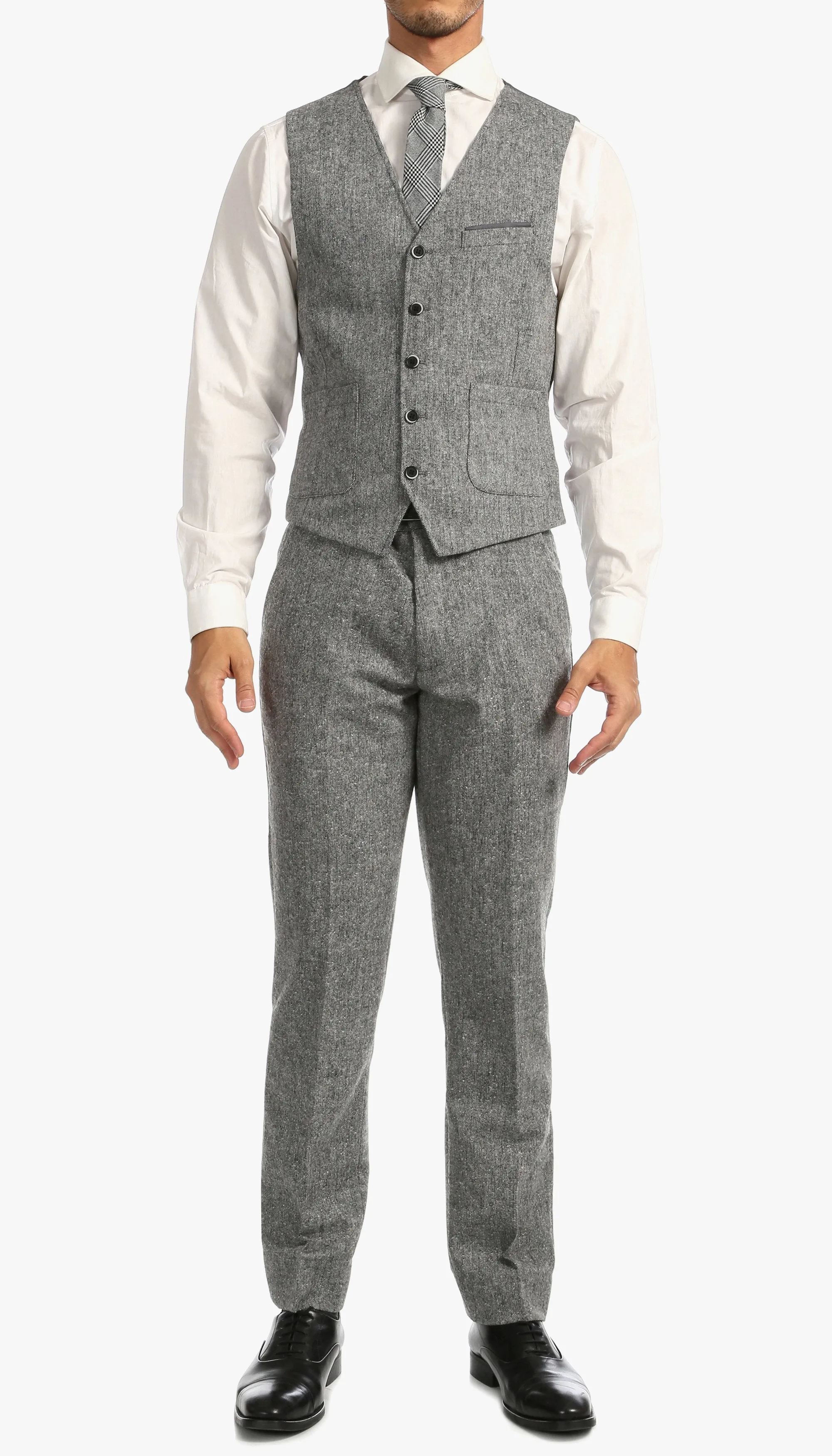 Bradford Grey Slim Fit 3 Piece Tweed Suit