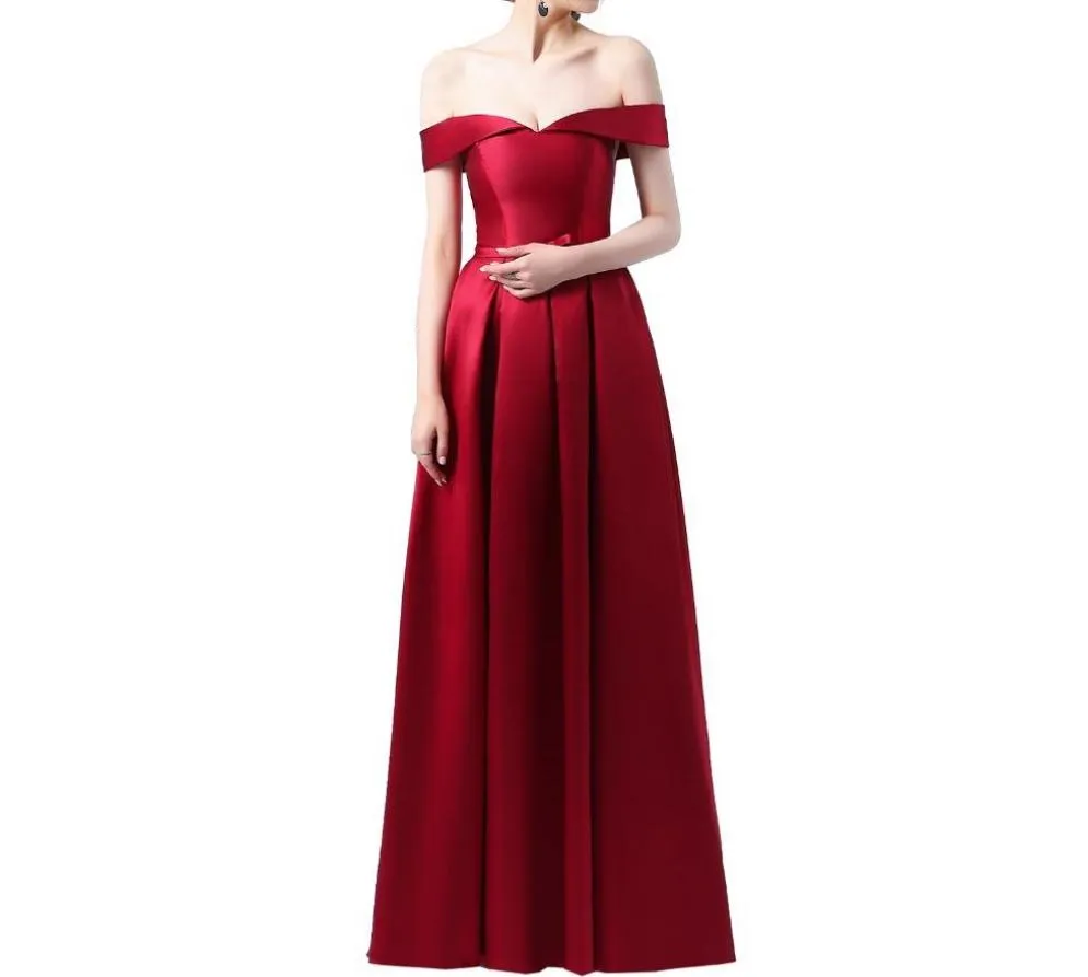 Bridesmaid off the shoulder evening dresses with back lace-up at Bling Brides Bouquet