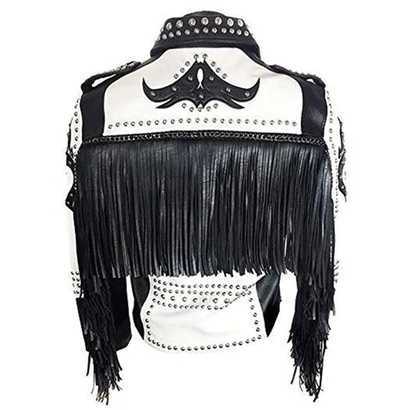 Buy Rock Punk Gothic Best Genuine Studded Motorcycle Fringe Biker Leather Jackets For Sale