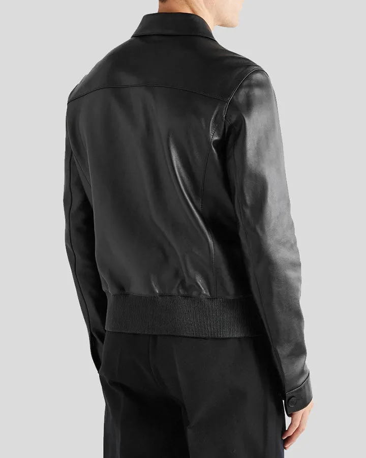 Canaan Black Bomber Leather Jacket