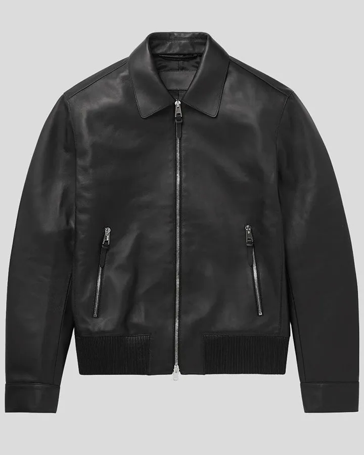 Canaan Black Bomber Leather Jacket