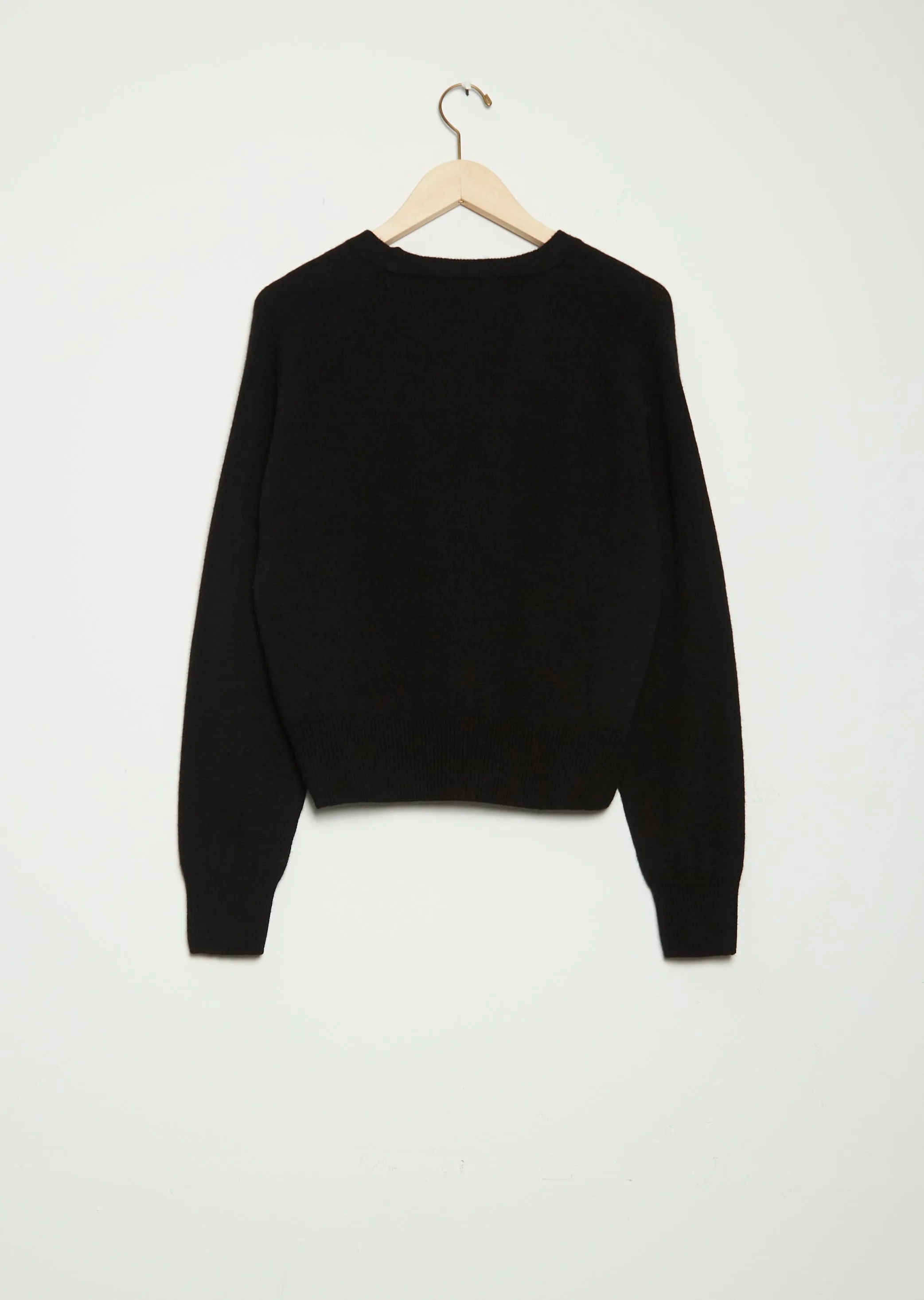 Cashmere Cropped V Neck — Black