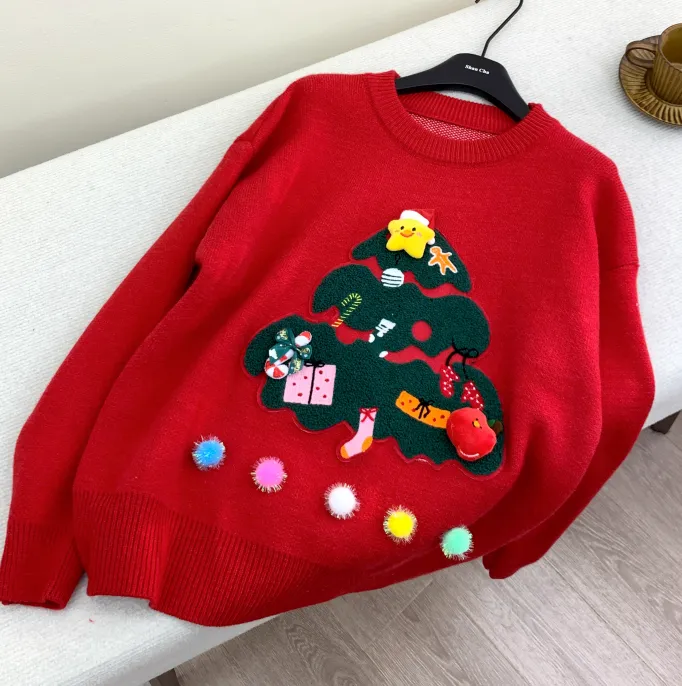 Christmas tree sweater design knitted top     S4737