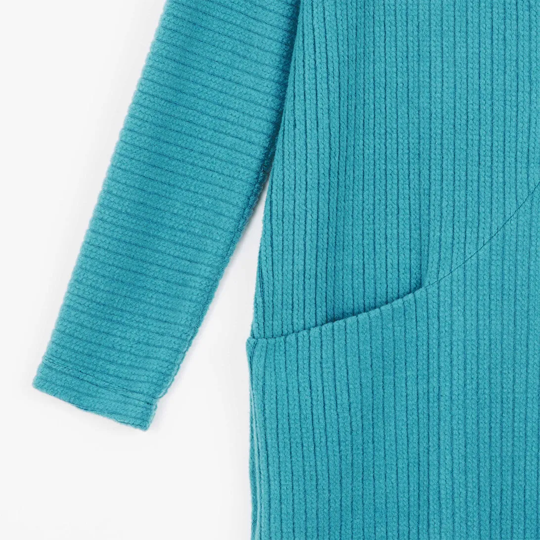 Chunky Ribbed - Tunic Pocket Sweater Dress - Teal - Final Sale!