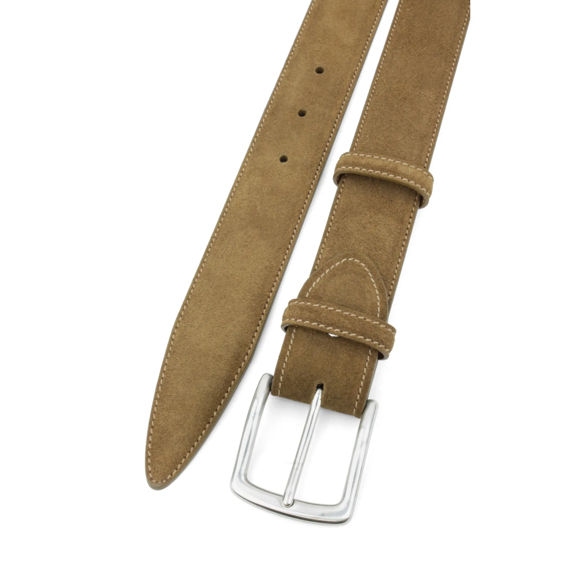 Conker Suede Kinked Prong Belt