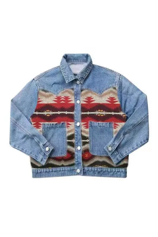 Contrast denim western jacket