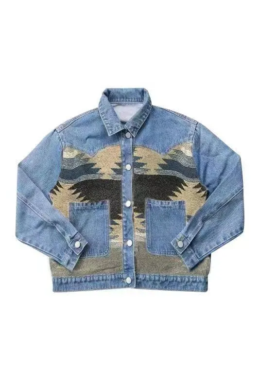 Contrast denim western jacket