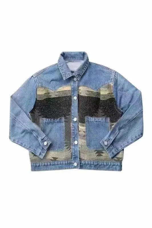 Contrast denim western jacket