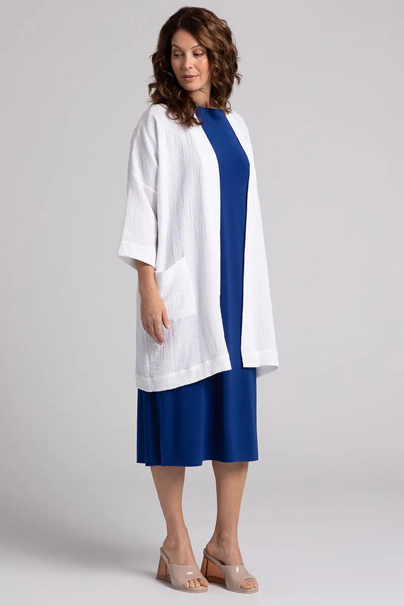 Cotton Gauze Long Cardigan | White