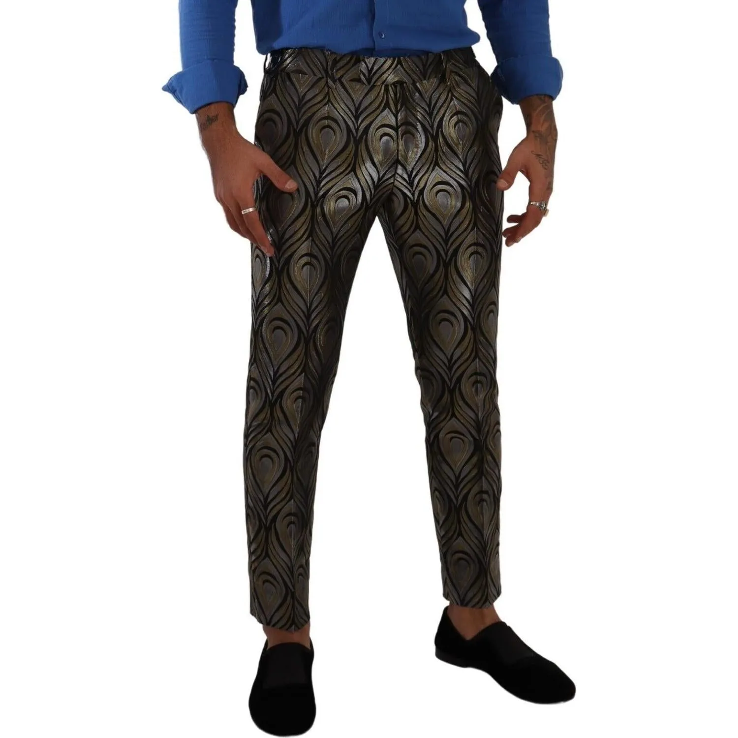 Dolce & Gabbana Elegant Slim Fit Metallic Dress Trousers