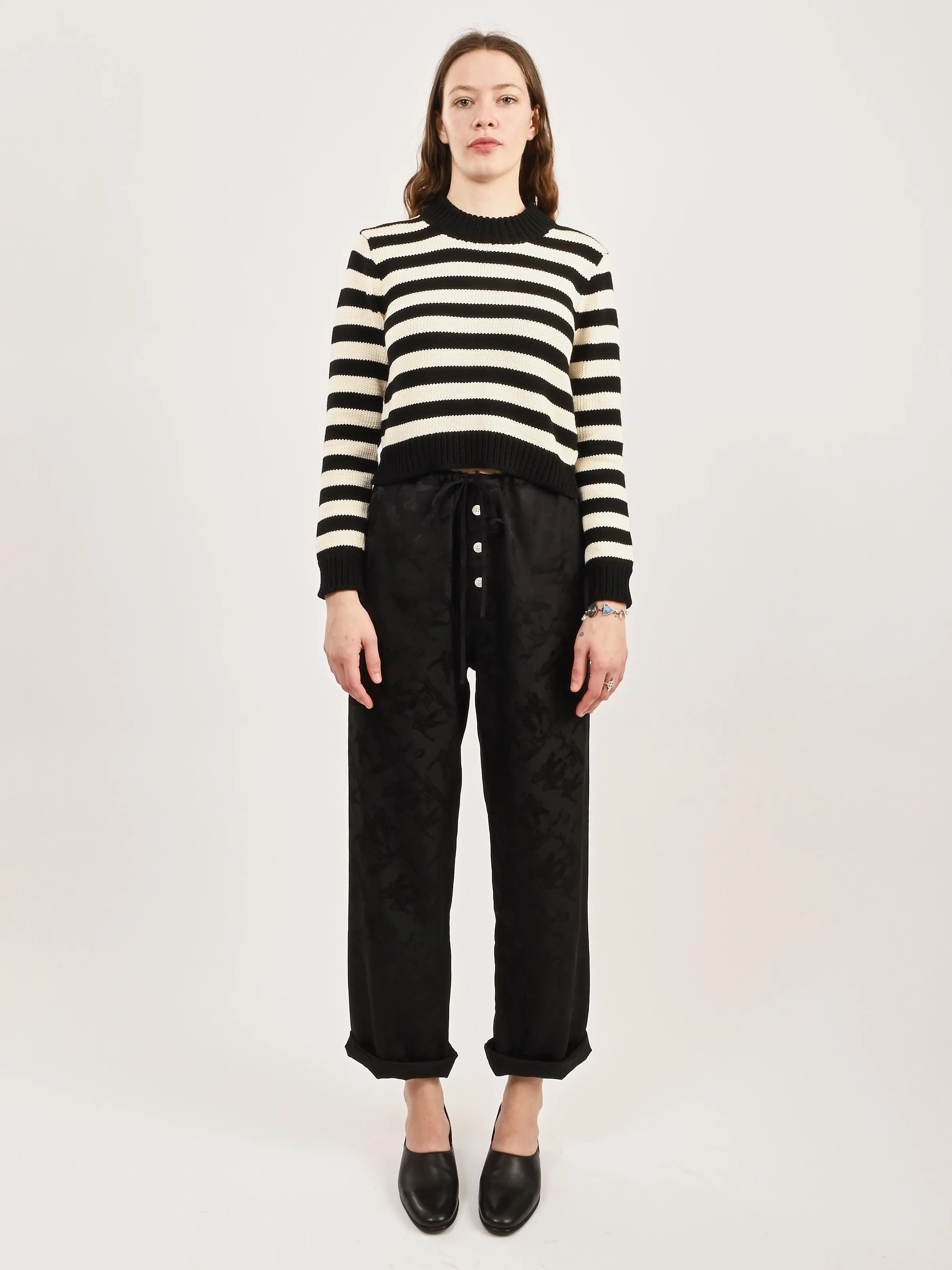 Ecru Stripe Shrunken Cotton Jumper