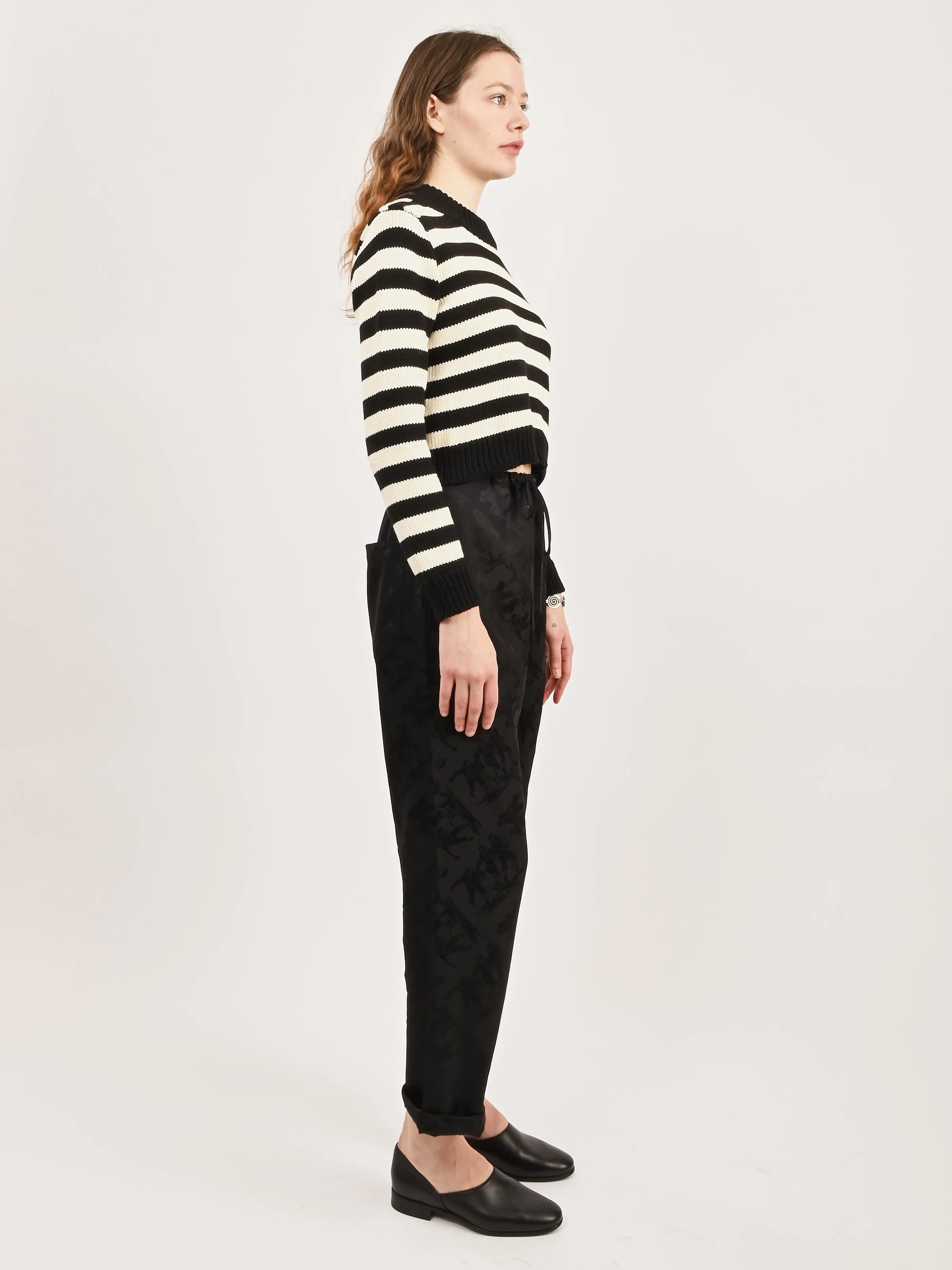 Ecru Stripe Shrunken Cotton Jumper