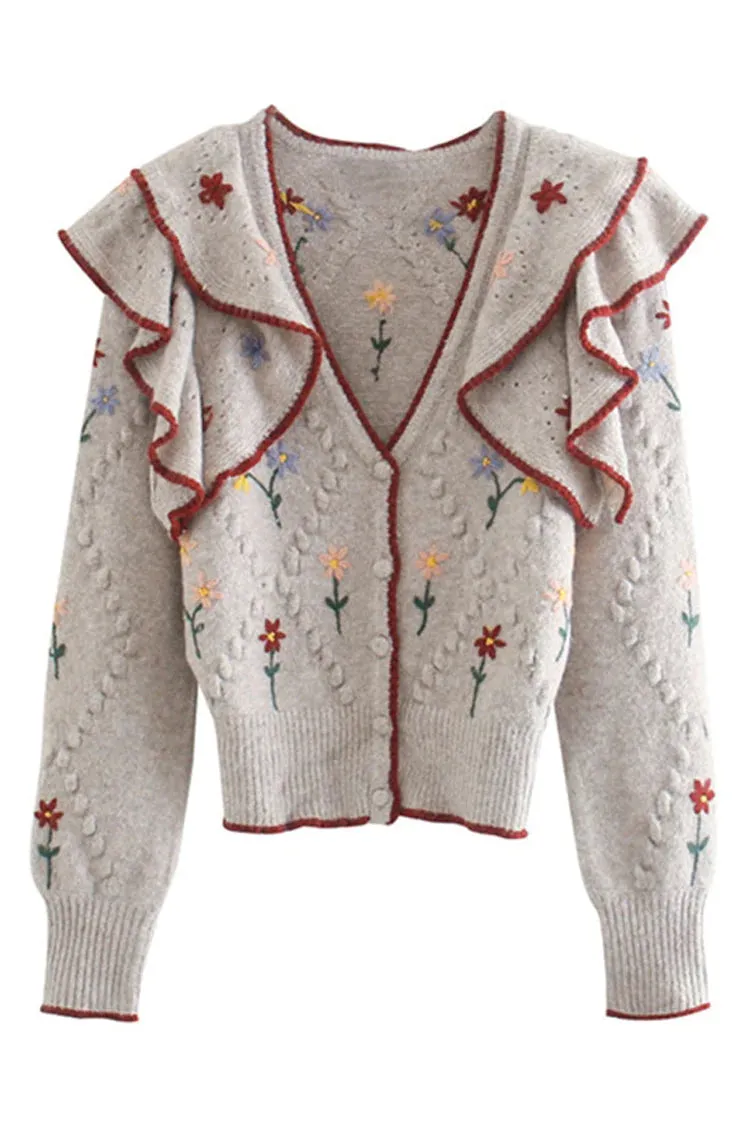 Embroidered layered decorative sweater design sweater coat     S2522