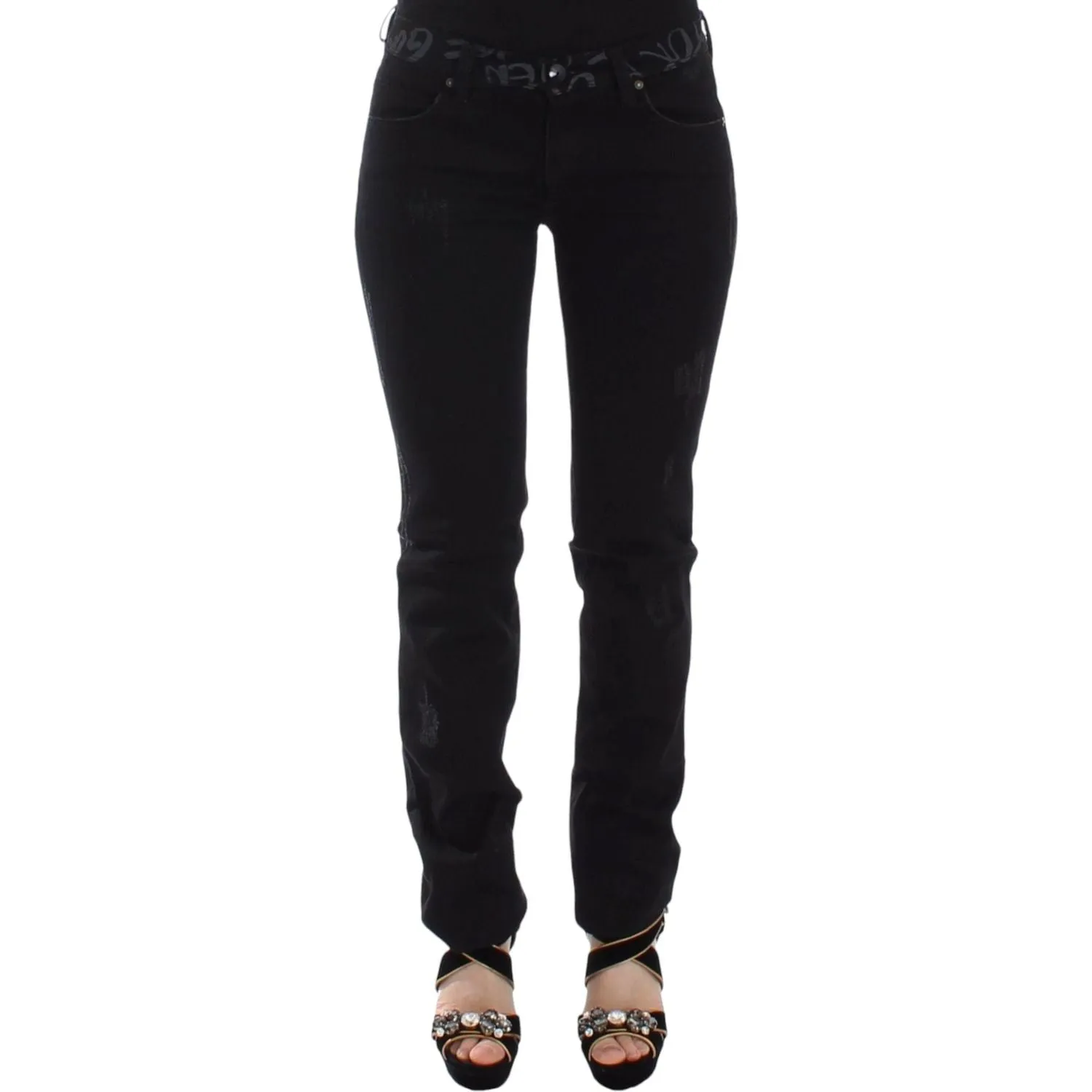 Ermanno Scervino Chic Black Skinny Statement Jeans