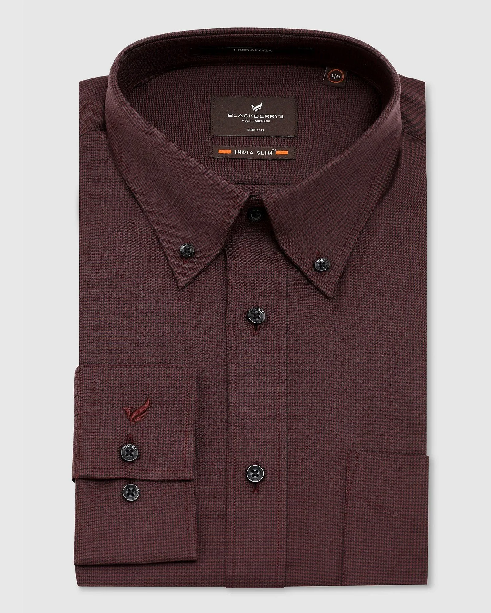 Formal Maroon Textured Shirt - Prey