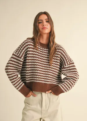 Gentry Striped Sweater - Blue & Brown