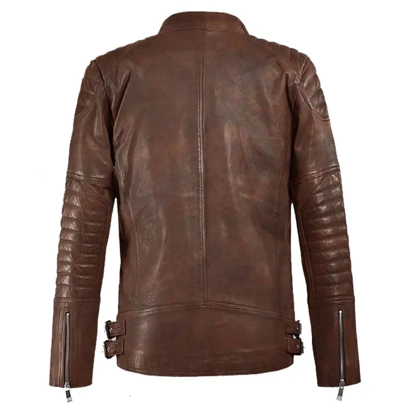 Genuine Best Fashion Motorcycle Looking Style Shotgun Spanish Biker Leather Jacket