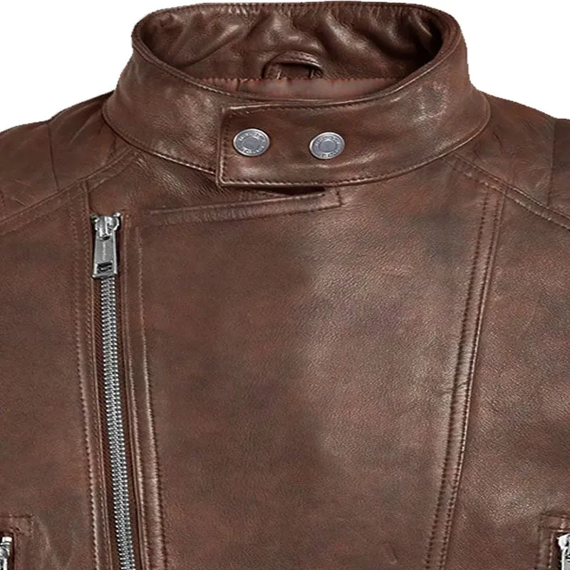 Genuine Best Fashion Motorcycle Looking Style Shotgun Spanish Biker Leather Jacket