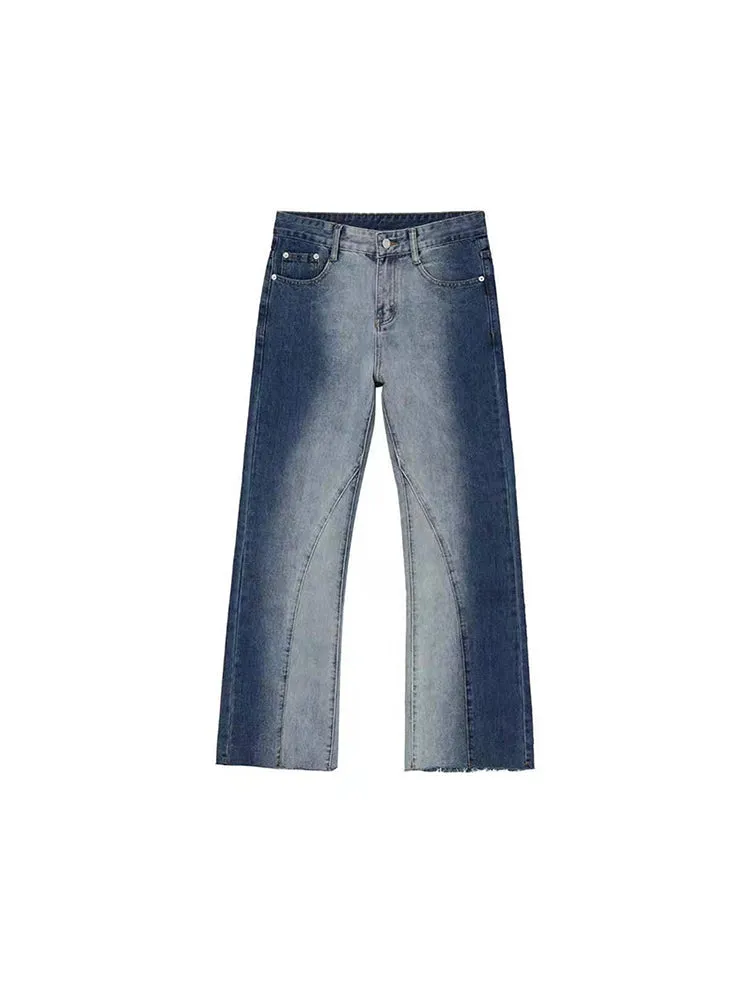 Gradient Raw Edge Straight Casual Trousers Jeans