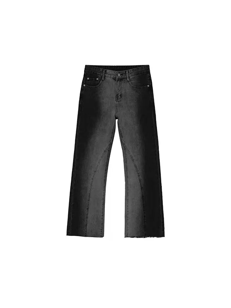 Gradient Raw Edge Straight Casual Trousers Jeans