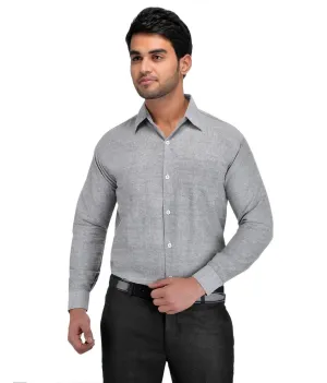 Grey Cotton Regular Fit Formal Shirt