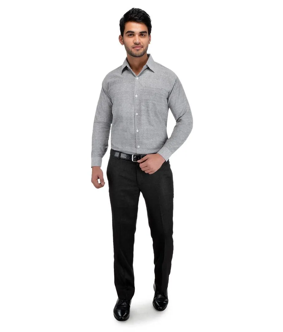 Grey Cotton Regular Fit Formal Shirt