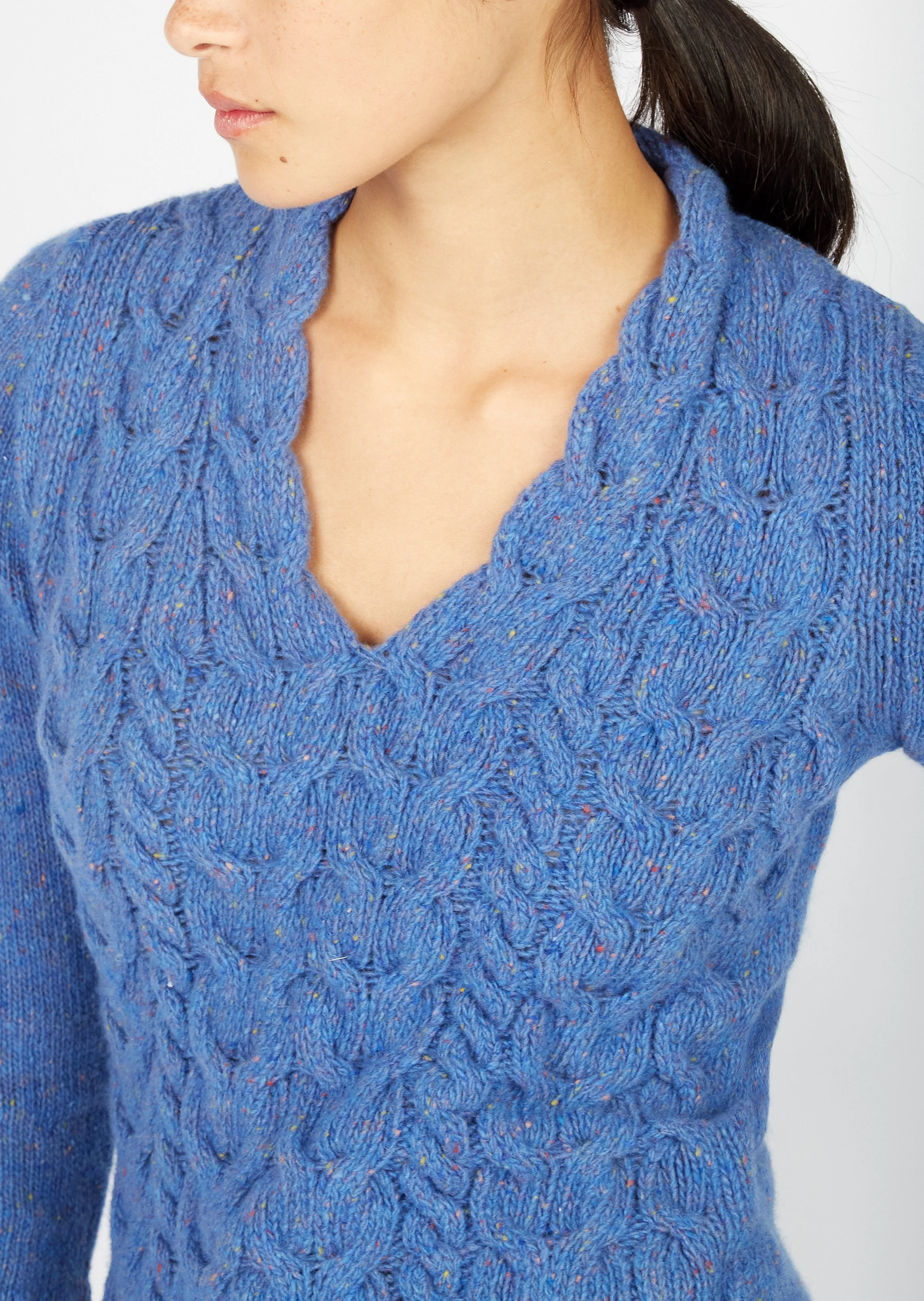 Horseshoe V Neck Aran Sweater | Marina