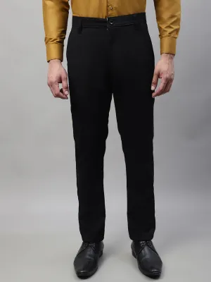 Jashvi Men's Black Tapered Fit Formal Trousers