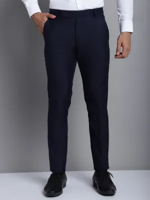 Jashvi Men's Navy Tapered Fit Formal Trousers