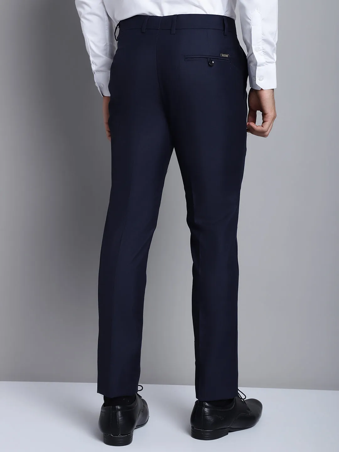 Jashvi Men's Navy Tapered Fit Formal Trousers