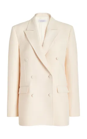 Kees Blazer in Ivory Wool Silk Cady