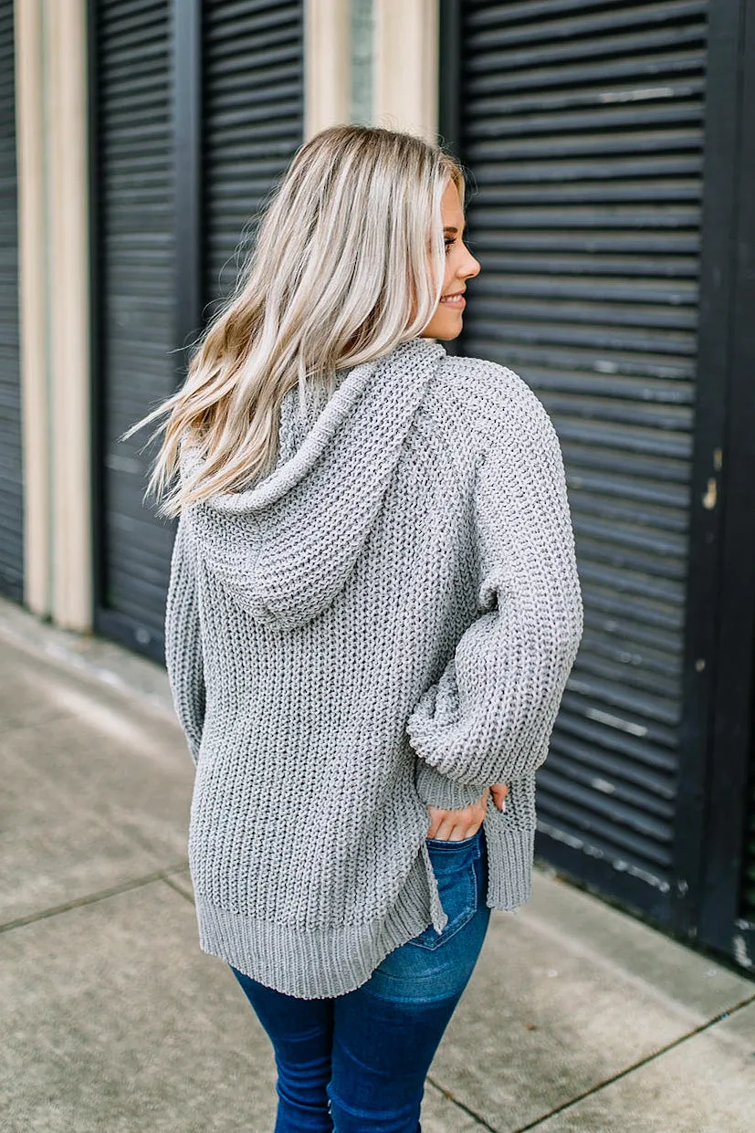 Kourtney Grey Chunky Knit Hoodie | FINAL SALE