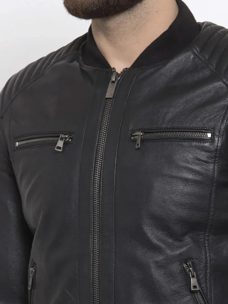 Lambskin Black Bomber Leather Jacket