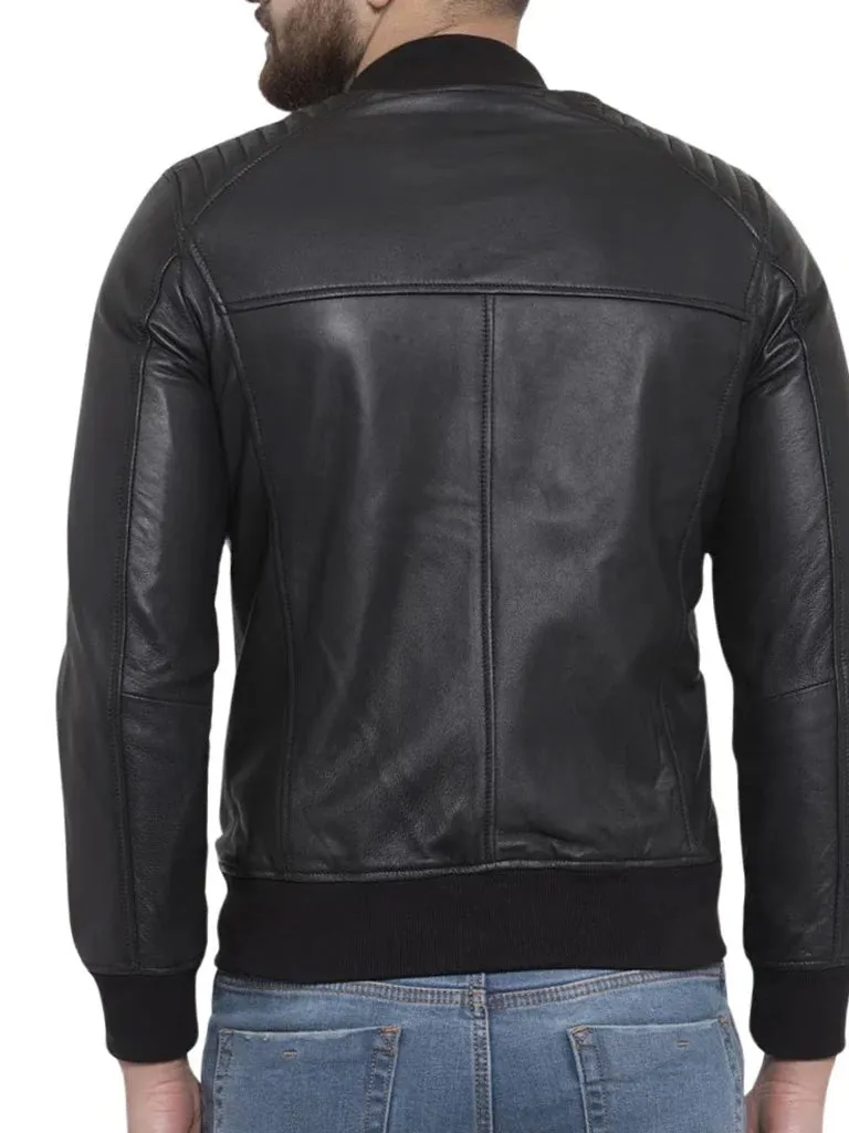 Lambskin Black Bomber Leather Jacket